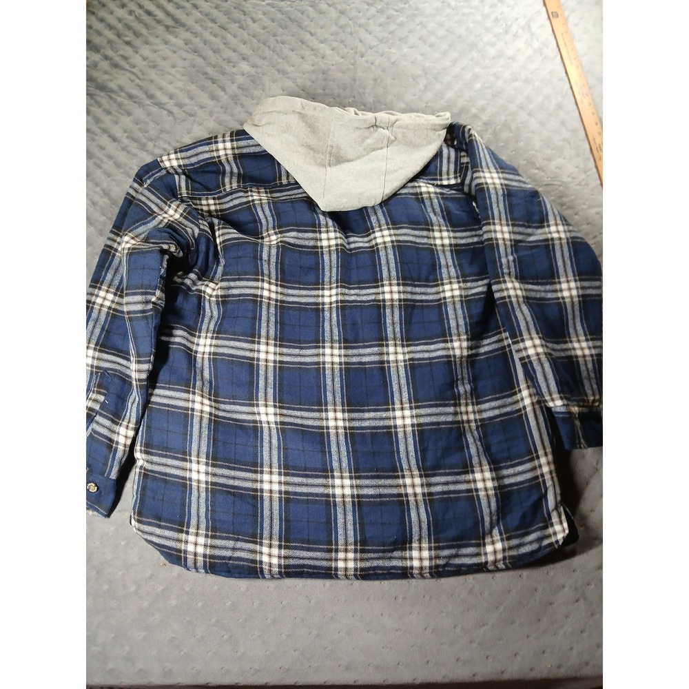 Stillwater Supply Co Mens XL Blue Plaid Quilted Hooded Flannel Shirt Jacket NWT - Picture 8 of 8